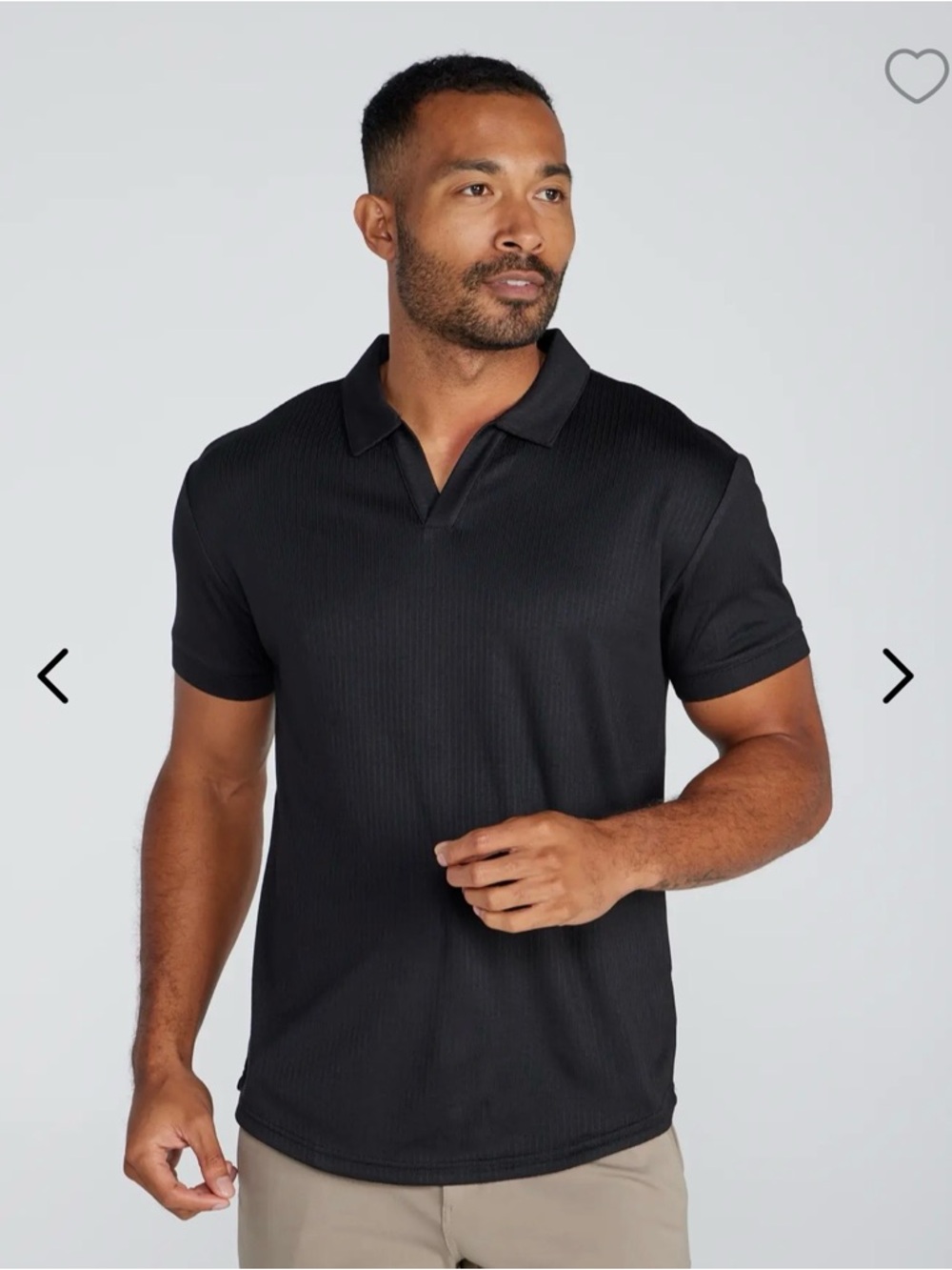 Men’s BYLT Ribbed Short Sleeve Open V Polo